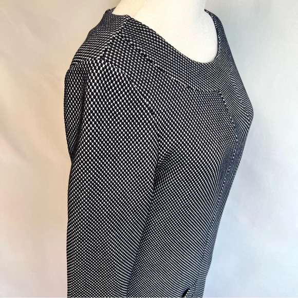Boden Sarah Jacquard Hexagon Pattern Navy White Sheeth 3/4 Sleeve Dress Size 6 - Picture 9 of 16